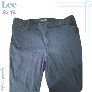 Lee Navy Straight-leg Cotton Pants Sz 14 (short)